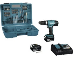 MAKITA Accu Klopboor-/schroefmachine DHP453RFX4 (incl. 2 Accu's, Lader, Koffer En 74-delige Accessoireset)