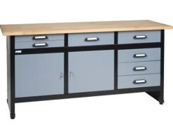 KÜPPER Werkbank 170 Cm Zilver-zwart (2 Deuren, 7 Laden)